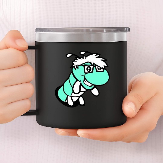 Nerd caterpillar peeks through hole Geek worm cool 14oz Stainless Steel Tumblers