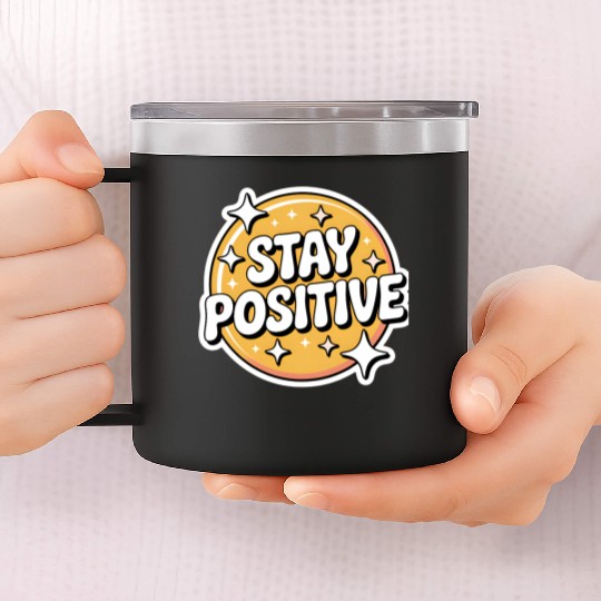 Positive Vibes Motivational Sticker 14oz Stainless Steel Tumblers