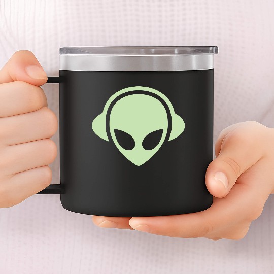 Alien headphones Glow in the dark 14oz Stainless Steel Tumblers