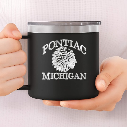 Pontiac Michigan Native American 14oz Stainless Steel Tumblers