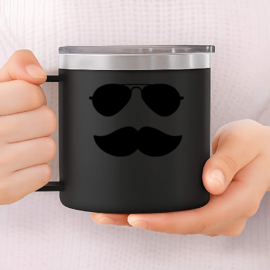Aviators and Mustache - Father's Day - Movember 14oz Stainless Steel Tumblers