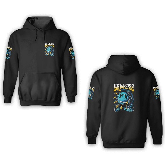 NEW-  BLINK - 182- BLACK - BAND 3D Hoodies