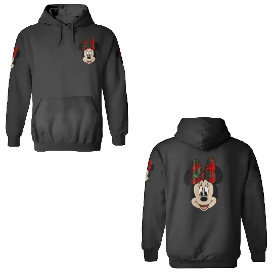 Womens Disney Mickey And Friends Christmas Minnie Mistletoe Bow VNeck 3D Hoodies