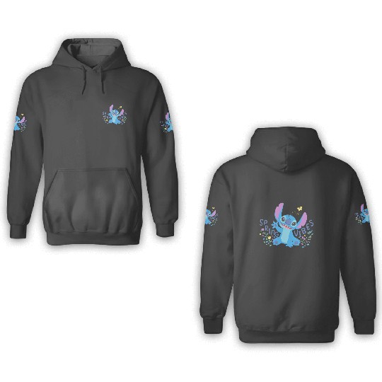 Disney Stitch with Flowers Butterfly Easter Spring Vibes 3D Hoodies