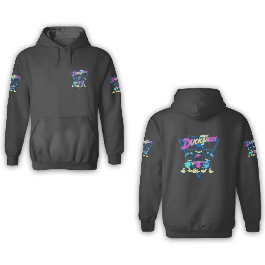 Disney DuckTales Vintagess Neon Outlines Group Shot Distressed 3D Hoodies