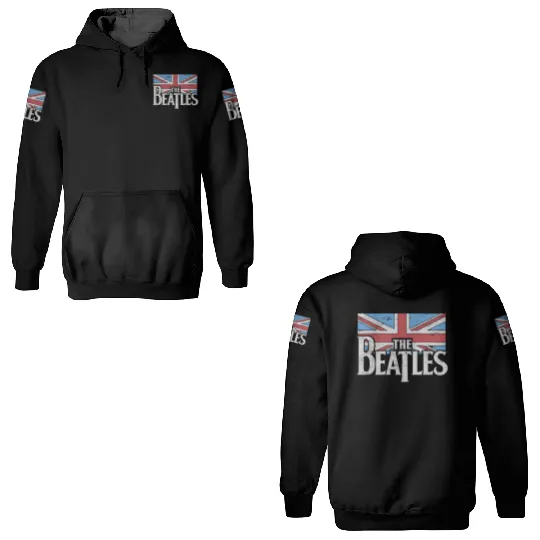Vintage 3D Hoodies - The Beatles Unisex Top Drop T Logo & Vintage Flag Classic Rock Retro 3D Hoodies