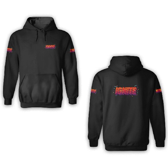 IGNITE Bold Retro Typography Graphic 3D Hoodies