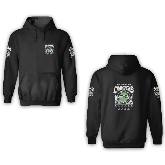 Discover Seattle Seahawks 2025 N.F.C West Champs 3D Hoodies Reprint Size S-5XL