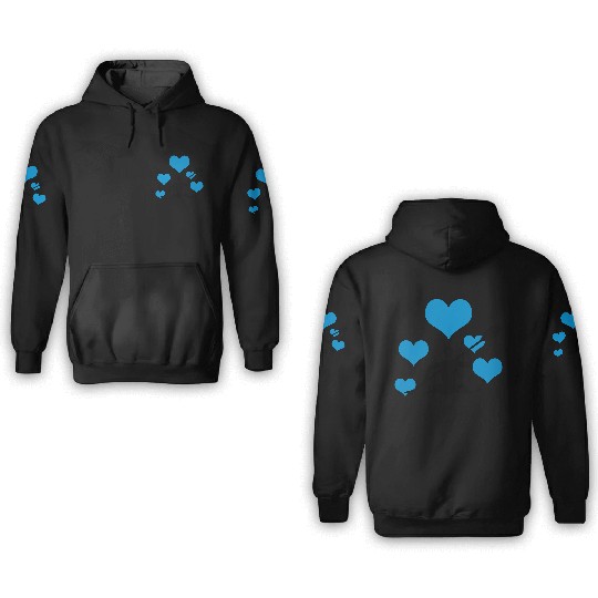 Canoe with 5 hearts 3D Hoodies