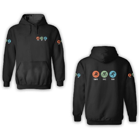 Swim Bike Run 3D Hoodies