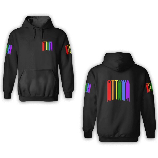 Ottawa Canada Rainbow Skyline LGBT Gay Pride 3D Hoodies