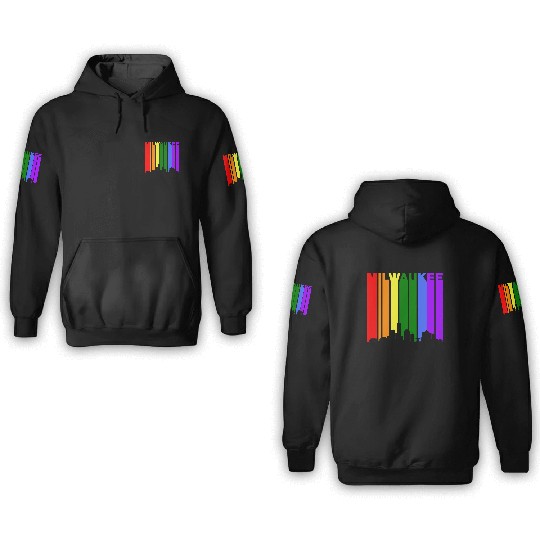 Milwaukee Wisconsin Rainbow LGBT Gay Pride 3D Hoodies