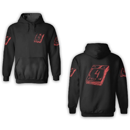 calendar fourth of july 3D Hoodies