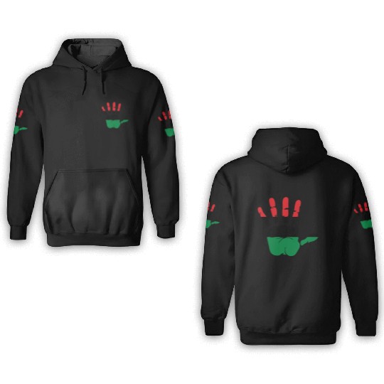 Pan African Flag Hand Print Sign Afro- American 3D Hoodies