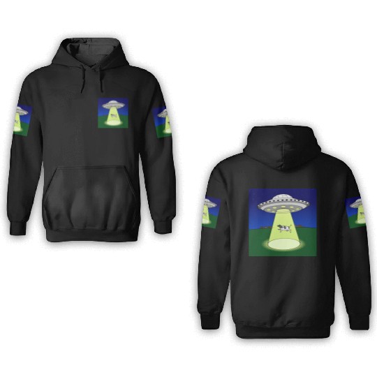 ufo cow 3D Hoodies