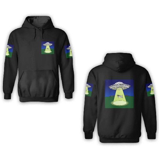 ufo cow 3D Hoodies