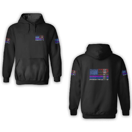 BJJ Brazilian Jiu-jitsu American flag by BJJ belt 3D Hoodies