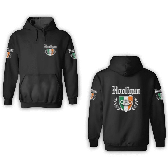 Irish Hooligan Crest vintage distressed look 3D Hoodies