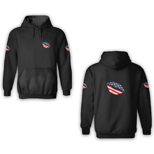 4th July US Patriotic Lips America Kiss Election 3D Hoodies