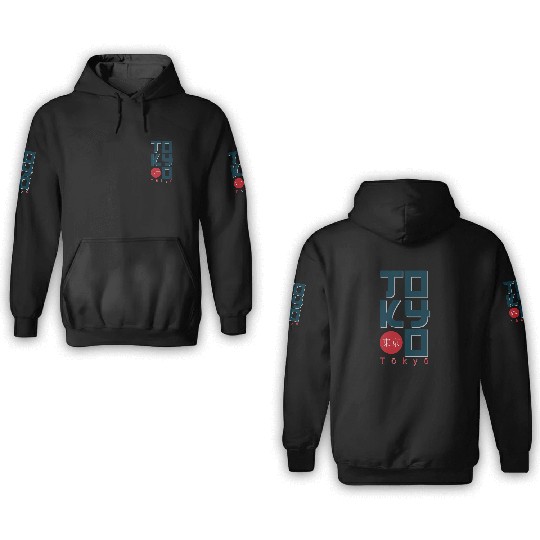 Tokyo 3D Hoodies and apparel design effect print,