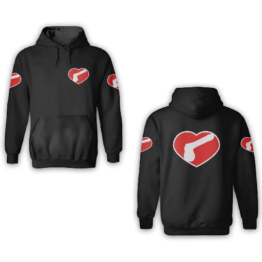 logo i love heart gay gay cock lover penis big man 3D Hoodies
