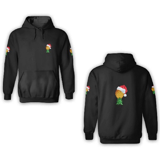 Santa Hat Swinger Upside Down Pineapple 3D Hoodies