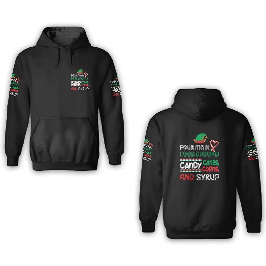 four main food groups candy candy funny elf saying 3D Hoodies