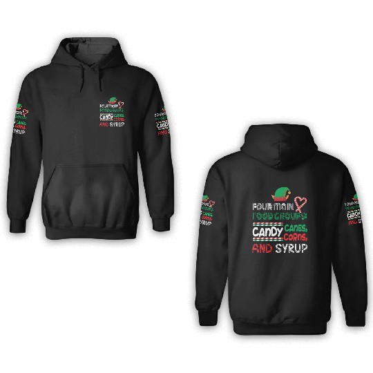 four main food groups candy candy funny elf saying 3D Hoodies