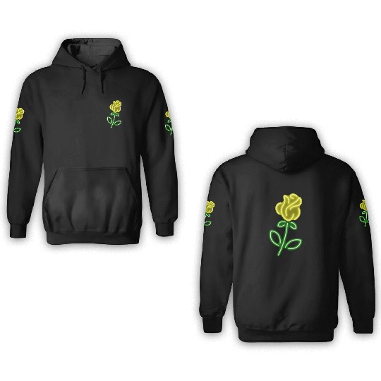 Neon Rose - Yellow 3D Hoodies