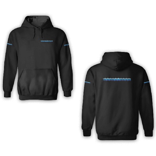 sea 3 waves lines track swimming water vacation va 3D Hoodies