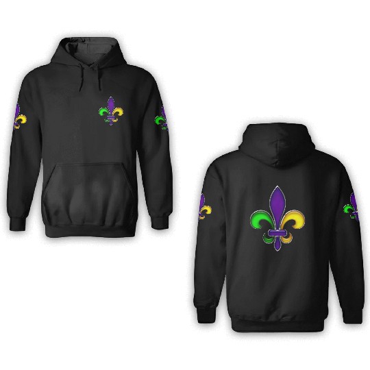 Fleur De Lis Mardi Gras Glossy Lily 3D Hoodies