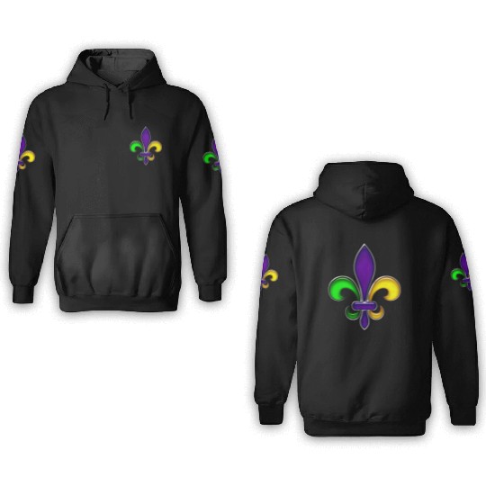 Fleur De Lis Mardi Gras Glossy Lily 3D Hoodies