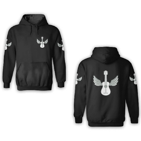 wings fly angel sky cool guitar learn play song co 3D Hoodies