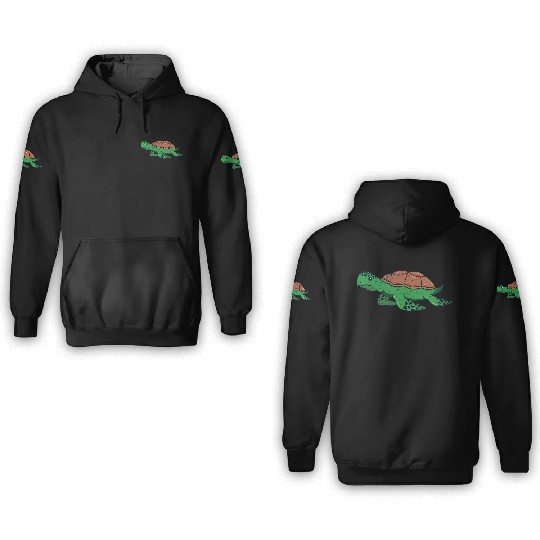 Animal turtle reptile wildlife funny vector image 3D Hoodies