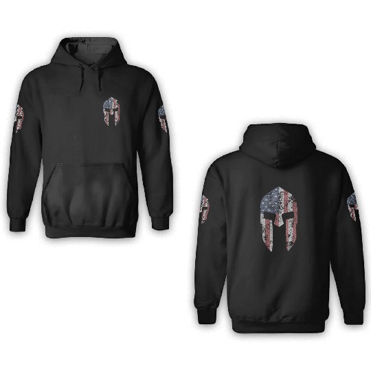 Spartan Stars & Stripes Bodybuilding distressed 3D Hoodies