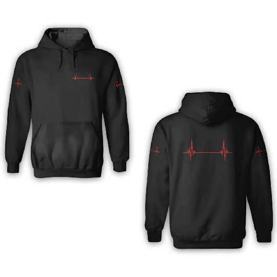 pulse heartbeat frequency dad father and daughter 3D Hoodies