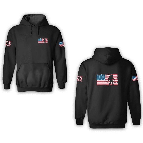Retro Bigfoot US Flag 3D Hoodies