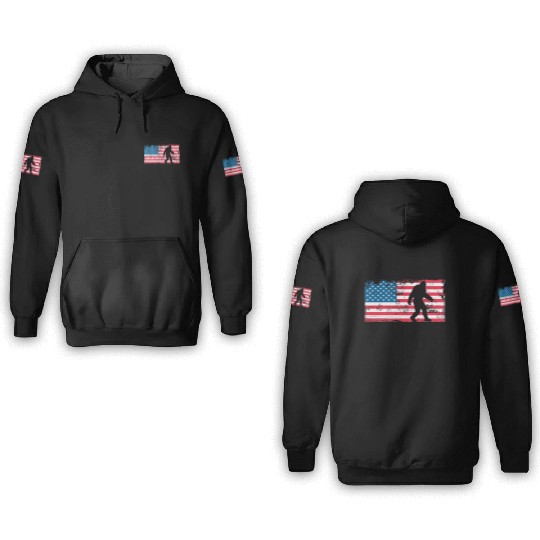Retro Bigfoot US Flag 3D Hoodies