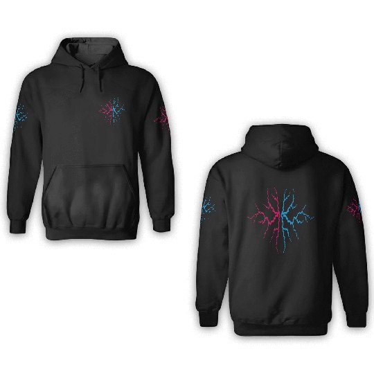 colorful tattoo lightning thunder weather storm st 3D Hoodies