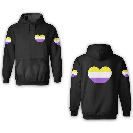 Nonbinary pride flag heart LGBTQ 3D Hoodies