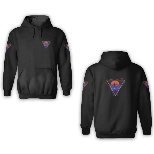 future city synthwave 3D Hoodies