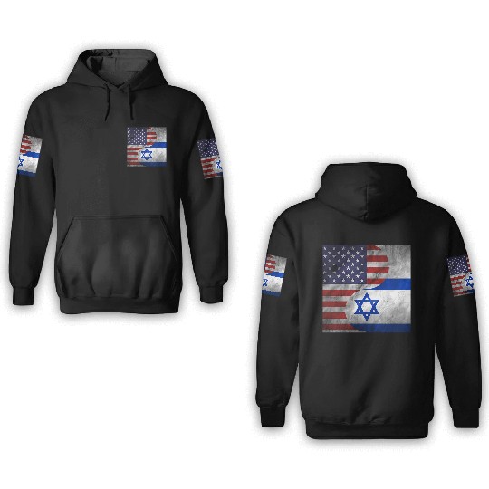USA Israel Dual Yin Yang Flag 3D Hoodies