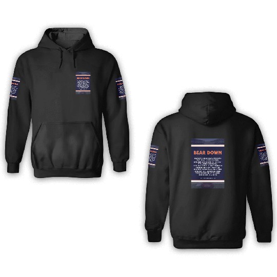 Bear Down Lyrics Poster 3D Hoodies