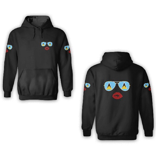 Saint Lucia Flag St Lucia Sunglasses Lips Kiss 3D Hoodies