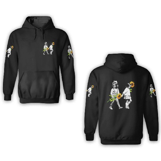 Sunflower Sisters - 2 Little girls with Sunflowers 3D Hoodies