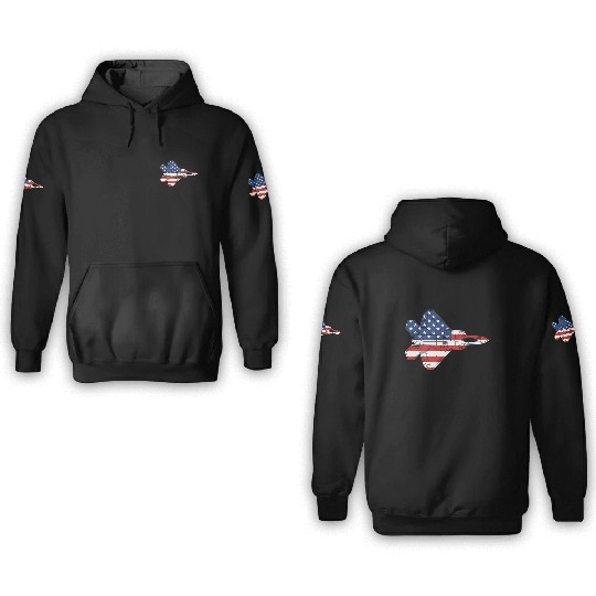 F-22 Raptor Fighter Jet Airplane American Flag F22 3D Hoodies