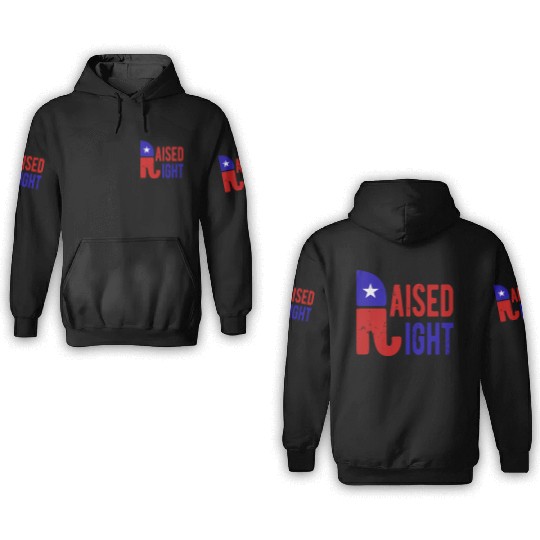 Raised Right Proud Republican Elephant Logo Usa 3D Hoodies