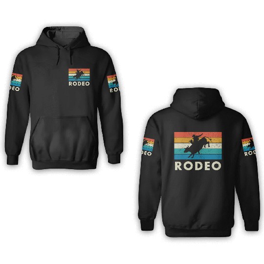Vintage Rodeo Bull Riding Western 3D Hoodies