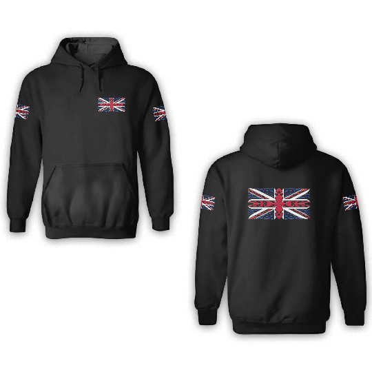 Union Jack British Flag Ornamental Style 3D Hoodies