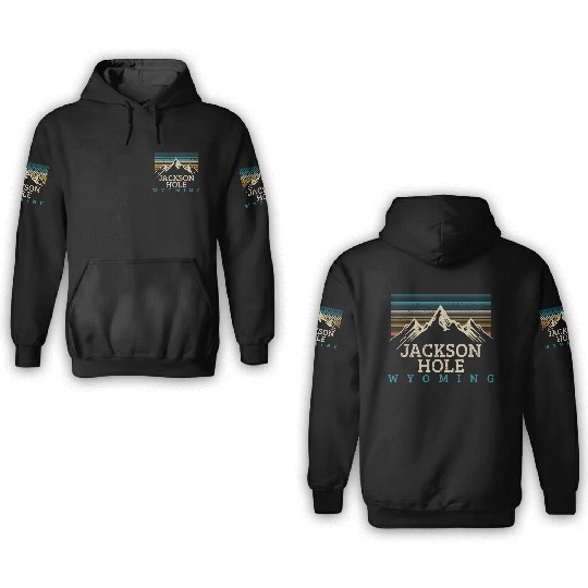 Jackson Hole Wyoming Vintage Mountains Nature Souv 3D Hoodies